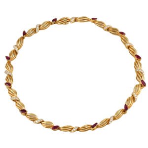 Gold, Diamond and Ruby Collar Necklace
