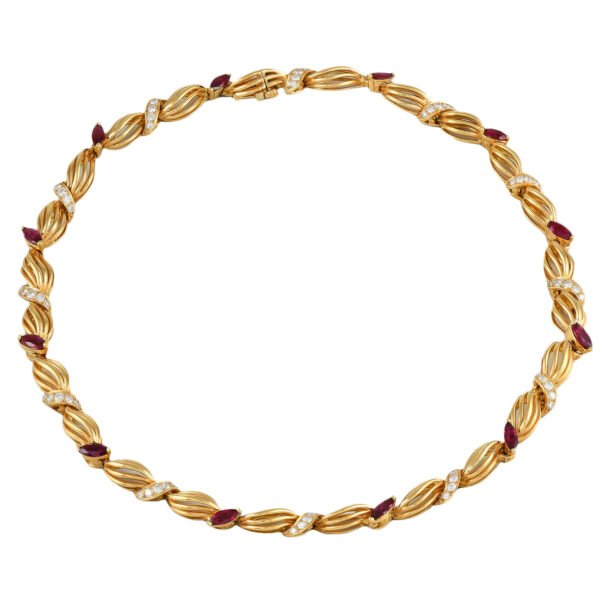 Gold, Diamond and Ruby Collar Necklace