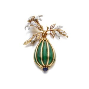 Gold, Diamond, Sapphire and Enamel Brooch