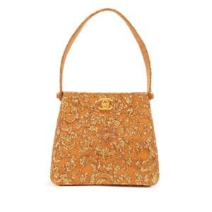 Gold Lace Satin Double Sided CC Top Handle Bag Gold Hardware, 1997-1999