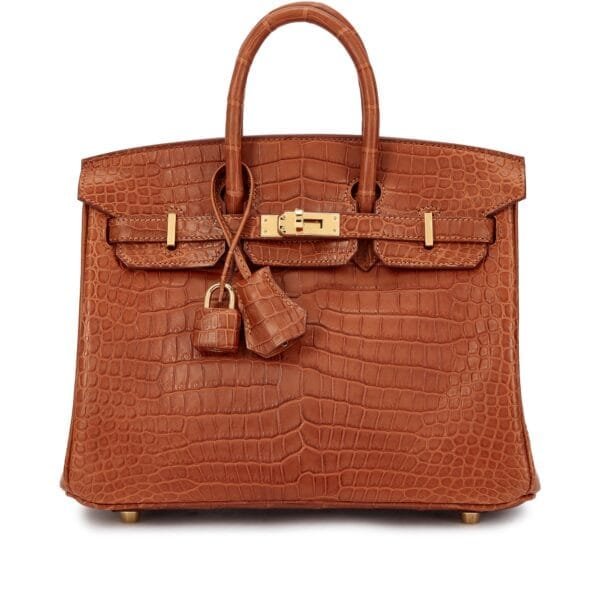 Gold Matte Porosus Crocodile Birkin 25 Gold Hardware, 2024