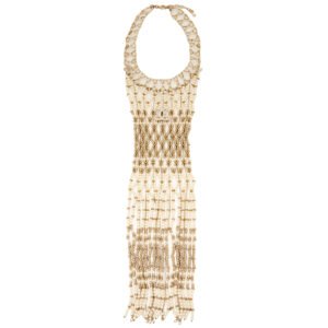 Gold Metal, Crystal, and Imitation Pearl CC Bib Chain Necklace, 2019