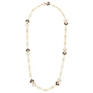 Gold, Mother of Pearl and Diamond Longchain Necklace