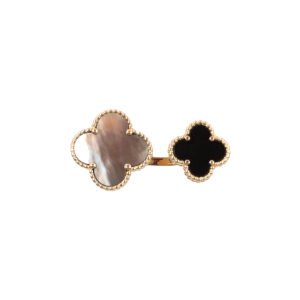 Gold, Onyx and Mother of Pearl Magic Alhambra Ring