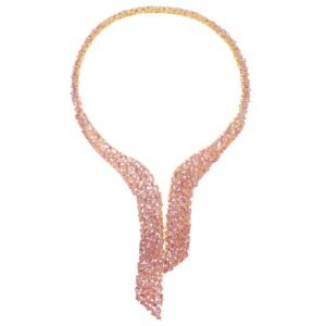 Gold, Pink Sapphire and Diamond Necklace