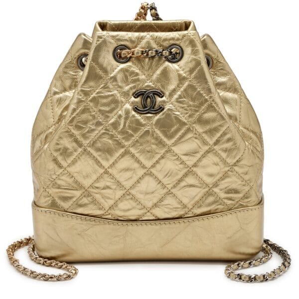 Gold Quilted Aged Calfskin Small Gabrielle Backpack Gold and Ruthenium Hardware, 2017-2018