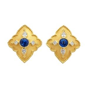 Gold, Sapphire and Diamond Earclips