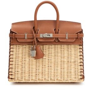 Gold Swift and Naturel Osier Wicker Picnic Birkin 25 Palladium Hardware, 2024