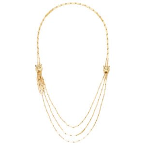 Gold, Tsavorite, Onyx and Diamond Double Panthère Tassel Necklace