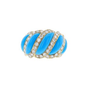 Gold, Turquoise and Diamond Ring