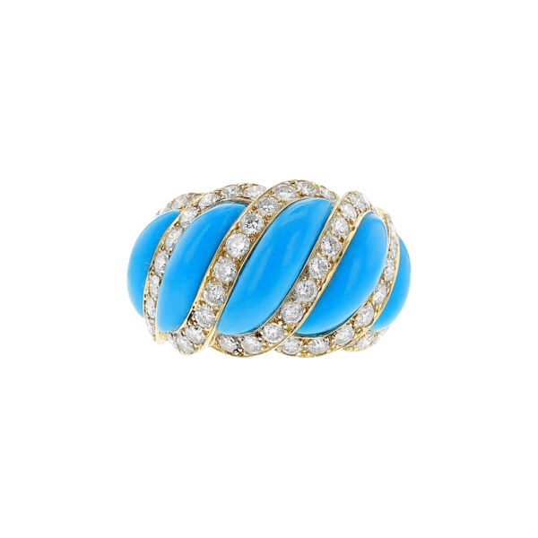 Gold, Turquoise and Diamond Ring