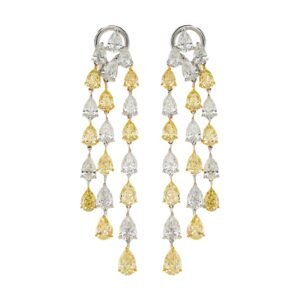 Gold, White Gold, 7.45ctw Yellow Diamond and 5.45ctw Diamond Earrings