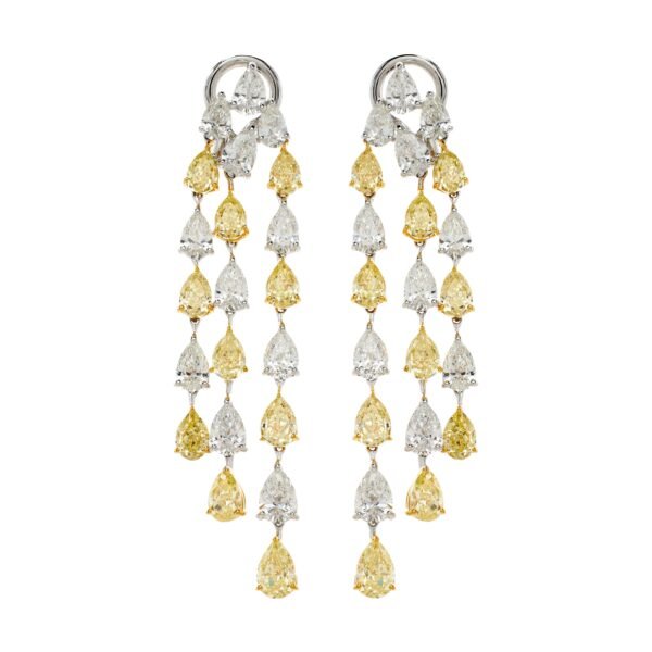 Gold, White Gold, 7.45ctw Yellow Diamond and 5.45ctw Diamond Earrings