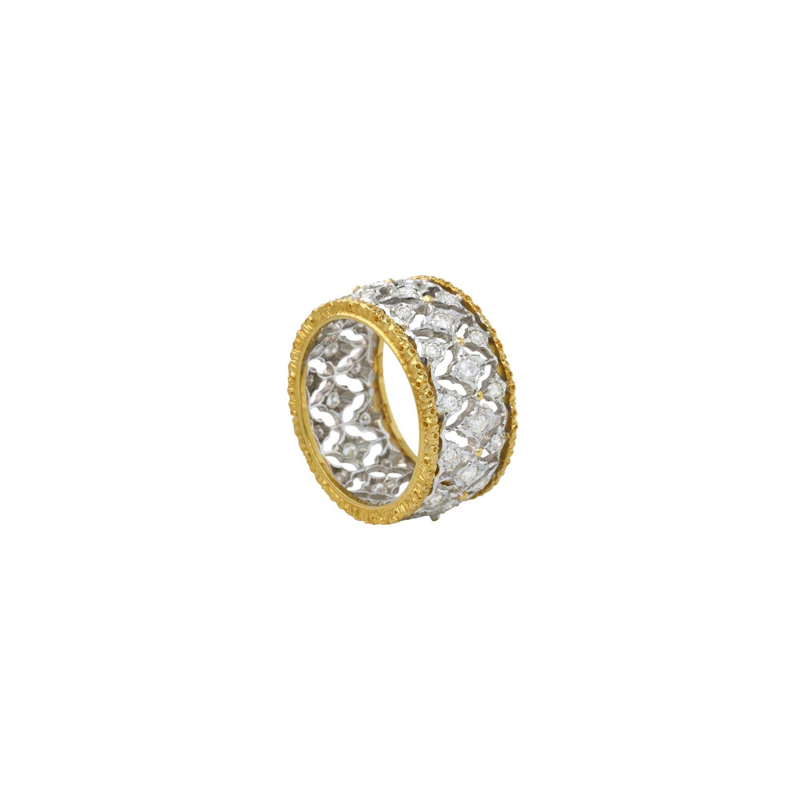 Gold, White Gold and Diamond Eternity Band Ring