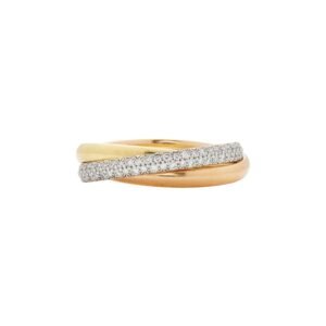 Gold, White Gold, Rose Gold and Diamond Trinity Ring