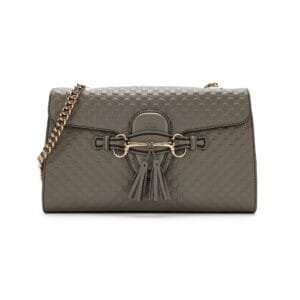 Gray Embossed Monogram Guccisima Calfskin Macio Silver Hardware