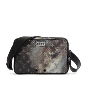 Gray Monogram Galaxy Coated Canvas Alpha Messenger Black Hardware, 2018