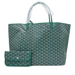 Green Goyardine Canvas and Chevroches Calfskin Saint Louis GM Bag