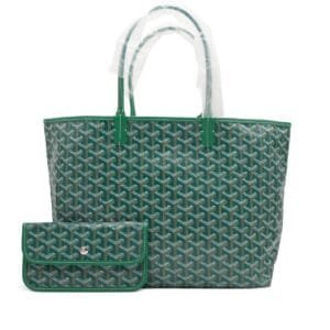 Green Goyardine Canvas and Chevroches Calfskin Saint Louis PM Tote