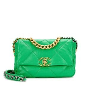 Green Quilted Calfskin Chanel 19 Flap Brushed Gold, Silver and Ruthenium Hardware, 2019
