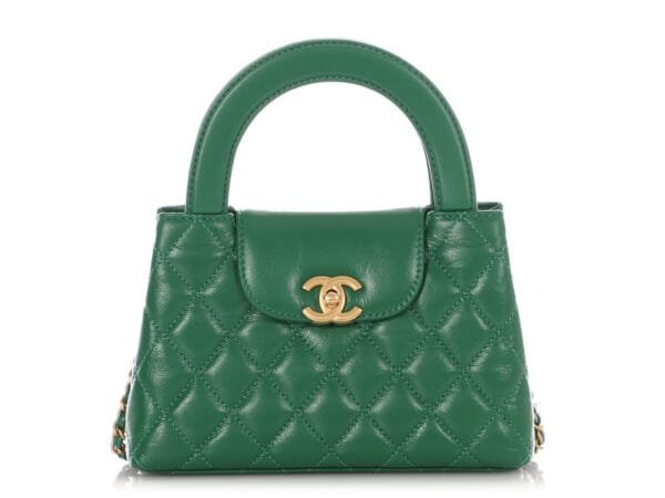 Green Quilted Calfskin Nano Kelly Gold Hardware, 2024