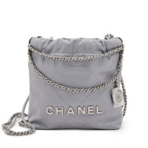 Grey Quilted Calfskin Mini 22 Silver Hardware, 2023