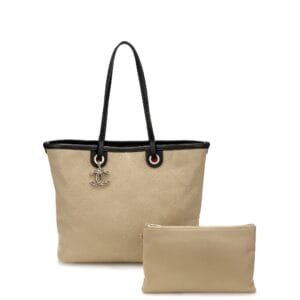 Grey Quilted Caviar Shopping Tote Silver Hardware, 2014