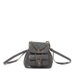 Grey Quilted Lambskin Duma Backpack Pale Gold Hardware, 2023