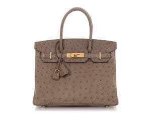 Gris Asphalte Ostrich Birkin 30 Gold Hardware, 2018