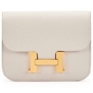 Gris Pale Epsom Constance Slim Wallet Gold Hardware, 2023