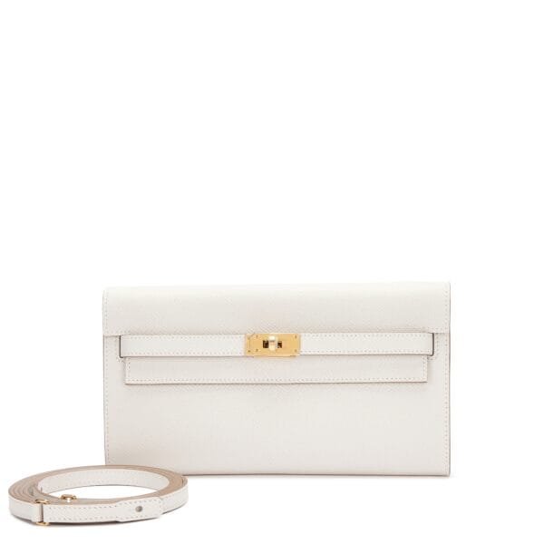 Gris Pale Epsom Kelly-To-Go Wallet Gold Hardware, 2023