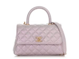 Iridescent Lilac Caviar Mini Coco Top Handle Aged Gold Hardware, 2022