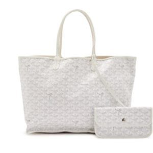 Ivory and Grey Goyardine Canvas and Chevroches Calfskin Saint Louis PM Tote, 2017