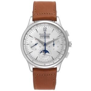 Jaeger-LeCoultre Master Control (Reference Q4138420). A stainless steel automatic wristwatch with day, date, chronograph, and moonphase. 2021