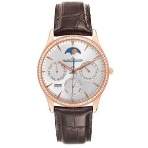 Jaeger-LeCoultre Master Ultra Thin Perpetual (Reference Q1302501). A rose gold diamond set automatic wristwatch with day, date, month, yeah, moonphase, and perpetual calendar. 2019