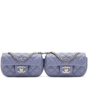 Lavender Quilted Lambskin Twin Mini Classic Flap Bag Silver Hardware, 2011
