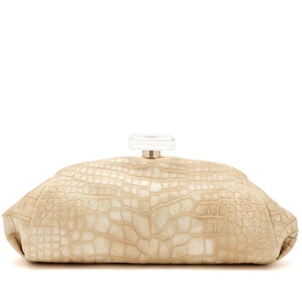Light Beige Matte Alligator Perfume Bottle Clutch Gold Hardware, 2005-2006