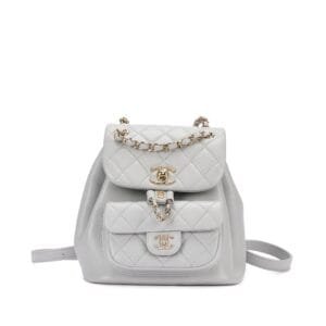 Light Blue Quilted Calfskin Duma Backpack Pale Gold Hardware