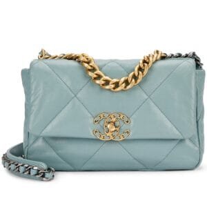 Light Blue Quilted Lambskin Chanel 19 Flap Gold, Silver and Ruthenium Hardware, 2020