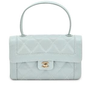 Light Blue Wild Stitch Quilted Calfskin Medium Surpique Top-Handle Flap Bag Gold Hardware, 2005