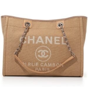 Light Brown Canvas Deauville Tote Silver Hardware, 2021