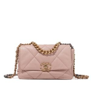 Light Pink Quilted Lambskin Chanel 19 Flap Aged Gold and Ruthenium Hardware