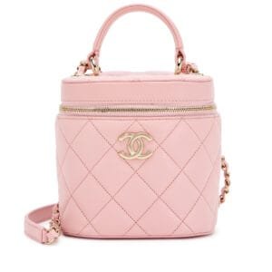 Light Pink Quilted Lambskin Small Trendy CC Vanity Case Gold Hardware, 2021-2022