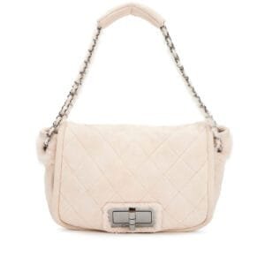 Light Pink Quilted Shearling Mademoiselle Reissue Bag Silver Hardware, 2005