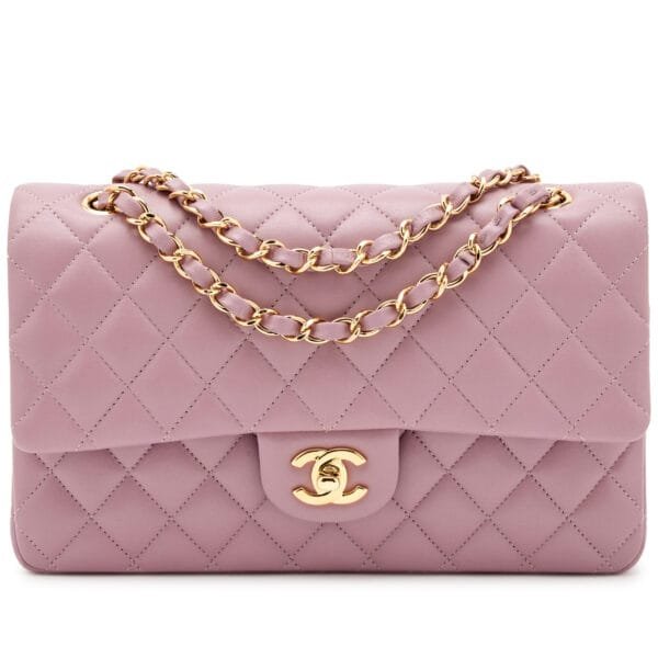 Lilac Purple Lambskin Medium Classic Double Flap Bag Gold Hardware, 2015-2016