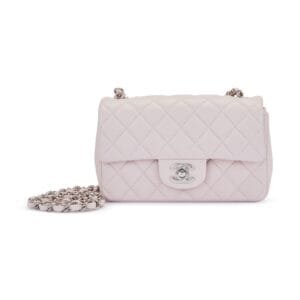 Lilac Quilted Lambskin Mini Rectangular Classic Single Flap Silver Hardware, 2021