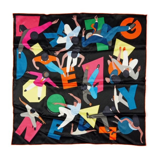 Limited Edition Black, Rose and Bleu Hommage A Gene Kelly Silk Scarf 70