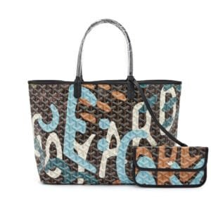 Limited Edition Blue Lettres Camouflage Goyardine Coated Canvas Saint Louis PM Tote, 2023
