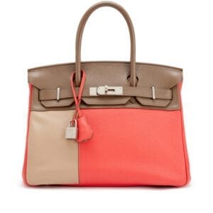 Limited Edition Rose Jaipur, Etoupe, and Argile Swift and Clemence Cascade Birkin 30 Brushed Palladium Hardware, 2012
