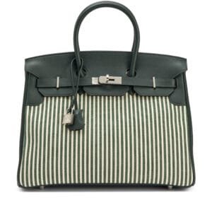 Limited Edition Vert Anglais Swift and Toile Riga Birkin 35 Palladium Hardware, 2016